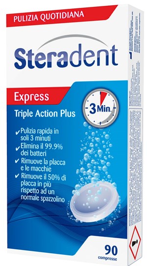 STERADENT TRIPLE ACTION PLUS 90 COMPRESSE PULENTI - latuafarmacia.org