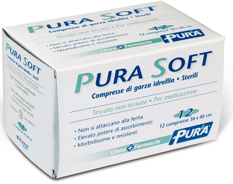 GARZA IN TESSUTO NON TESSUTO PURA SOFT 36X40CM 12 PEZZI - latuafarmacia.org