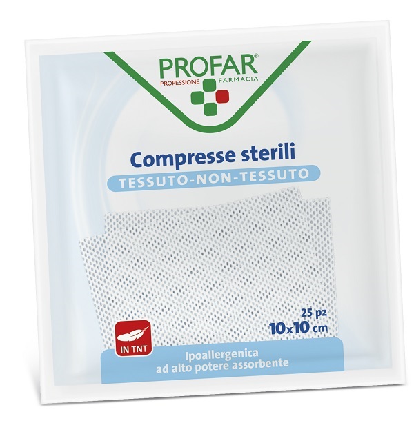 GARZA COMPRESSA TESSUTO NON TESSUTO 10X10 CM 25 PEZZI PROFAR - latuafarmacia.org