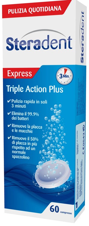 STERADENT TRIPLE ACTION PLUS 60 COMPRESSE PULENTI - latuafarmacia.org