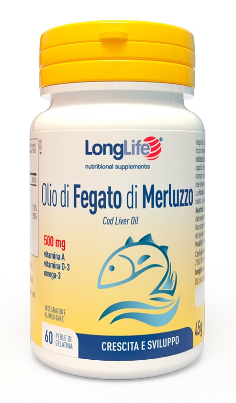 LONGLIFE OLIO FEGATO MERLUZZO 500 MG 60 PERLE IN GELATINA - latuafarmacia.org