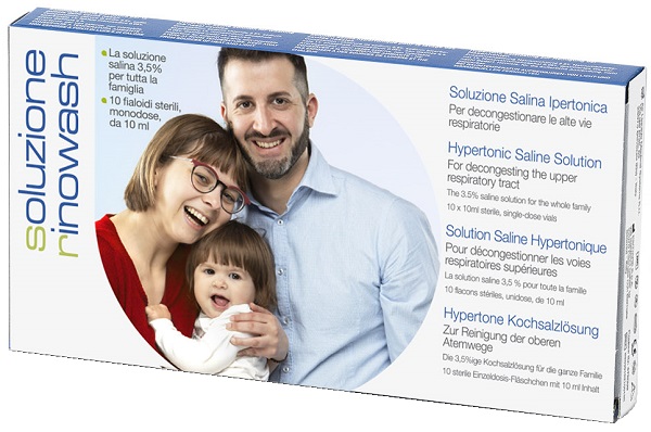 RINOWASH SOLUZIONE SALINA IPERTONICA PER PULIZIA NASO 10 FIALE RICHIUDIBILI X 10 ML - latuafarmacia.org