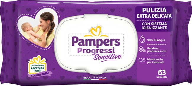 PAMPERS PROGRESSI SALVIETTE SENSITIVE ALOE RICARICA 63 PEZZI - latuafarmacia.org