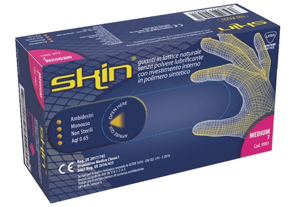 GUANTO IN LATTICE SENZA POLVERE LUBRIFICANTE SKIN M 100 PEZZI - latuafarmacia.org