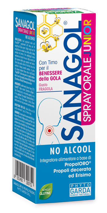 SANAGOL SPRAY JUNIOR PROPOLI FRAGOLA 20 ML - latuafarmacia.org