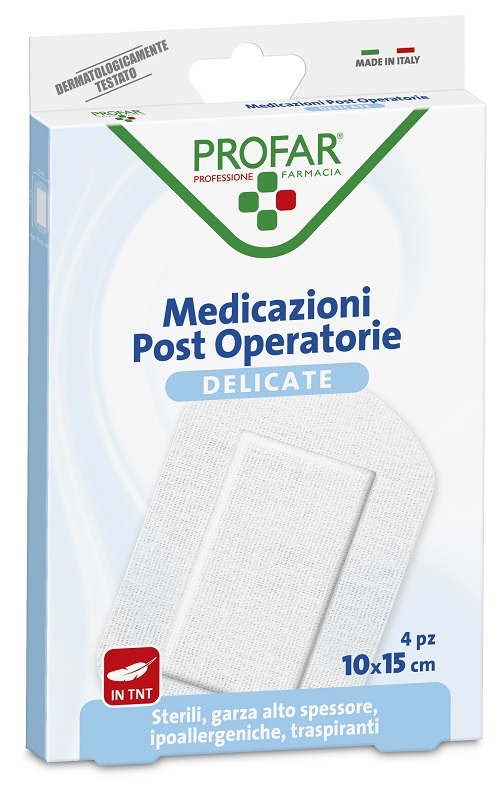MEDICAZIONE POST OPERATORIA STERILE GARZA ANTIADERENTE 10X15 CM 4 PEZZI PROFAR - latuafarmacia.org