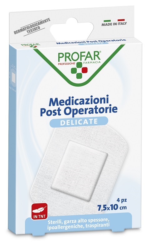 MEDICAZIONE POST OPERATORIA STERILE GARZA ANTIADERENTE 7,5X10 CM 4 PEZZI PROFAR - latuafarmacia.org