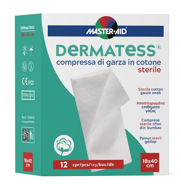 GARZA COMPRESSA MASTER-AID DERMATESS COTONE 18X40CM 12 PEZZI - latuafarmacia.org
