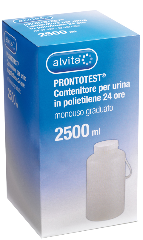 CONTENITORE PER URINA ALVITA PRONTOTEST IN POLIETILENE 24 ORE GRADUATO 2500ML - latuafarmacia.org