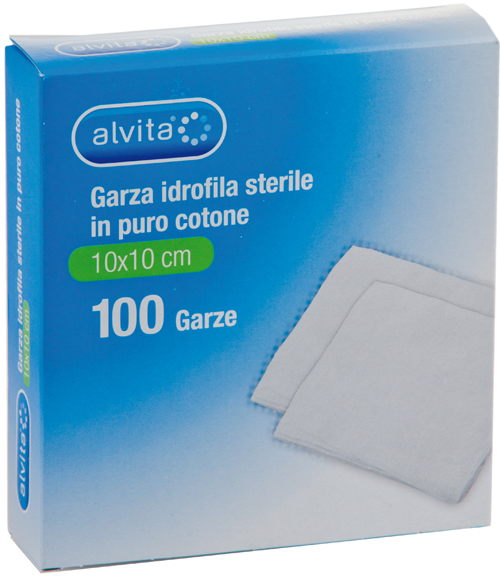 GARZA IDROFILA IN PURO COTONE ALVITA 10X10CM 100 PEZZI - latuafarmacia.org