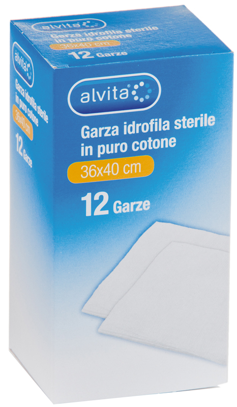 GARZA IDROFILA IN PURO COTONE ALVITA 36X40CM 12 PEZZI - latuafarmacia.org