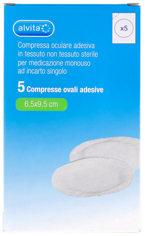 COMPRESSA OCULARE AUTOADESIVA ALVITA TNT OVALI 6,5X9,5CM 5 PEZZI - latuafarmacia.org