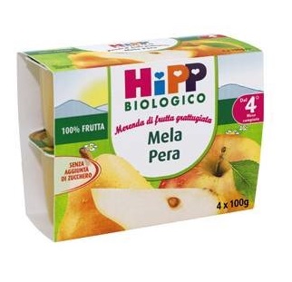 HIPP BIO FRUTTA GRATTUGGIATA MELA PERA 4X100 G - latuafarmacia.org