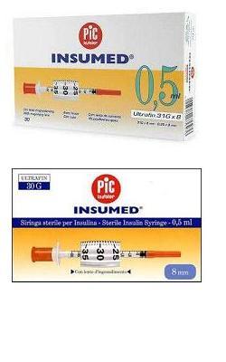 SIRINGA PER INSULINA PIC INSUMED 0,3 ML 100 UI SPAZIO ZERO AGO 30 GAUGE 8 MM 3 SACCHETTI DA 10 PEZZI - latuafarmacia.org
