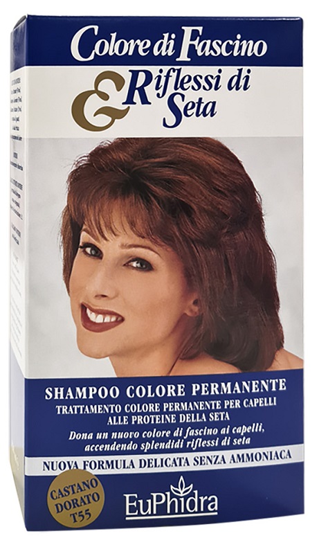 EUPHIDRA COLORE DI FASCINO & RIFLESSI DI SETA SHAMPOO COLORE PERMANENTE 55 CASTANO DORATO 120 ML - latuafarmacia.org