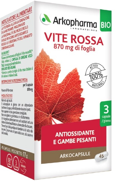 ARKO CAPSULE VITE ROSSA BIO 45 CAPSULE - latuafarmacia.org