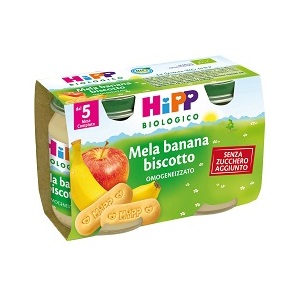 HIPP BIO OMOGENEIZZATO MELA BANANA BISCOTTO 2X125 G - latuafarmacia.org
