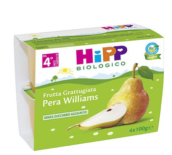 HIPP BIO HIPP BIO FRUTTA GRATTUGGIATA PERA WILLIAMS 4X100 G - latuafarmacia.org