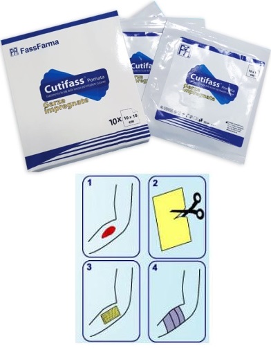 CUTIFASS GARZA 10X10 CM IMPREGNATA CON POMATA 10 PEZZI - latuafarmacia.org