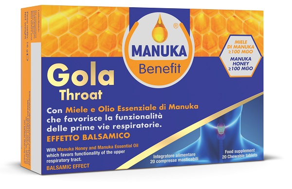MANUKA BENEFIT GOLA THROAT 20 COMPRESSE MASTICABILI - latuafarmacia.org
