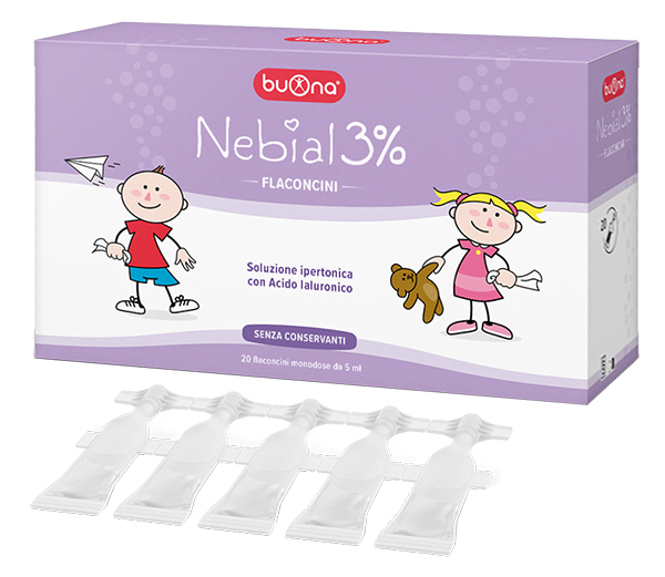 NEBIAL FLACONCINI SOLUZIONE SALINA IPERTONICA DI SODIO CLORURO AL 3% CON ACIDO IALURONICO 20X5 ML - latuafarmacia.org
