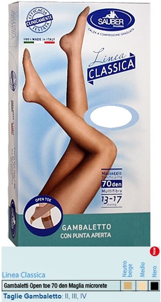 SAUBER GAMBALETTO OPEN TOE MAGLIA MICRORETE 70 DEN COLORE MEDIO TAGLIA 2 LINEA CLASSICA - latuafarmacia.org