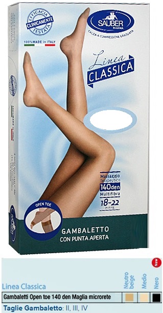 SAUBER GAMBALETTO OPEN TOE MAGLIA MICRORETE 140 DEN COLORE NEUTRO BEIGE TAGLIA 3 LINEA CLASSICA - latuafarmacia.org