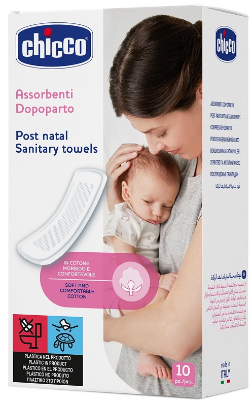 CHICCO MAMMA DONNA ASSORBENTI POSTPARTO COTONE 10 PEZZI - latuafarmacia.org