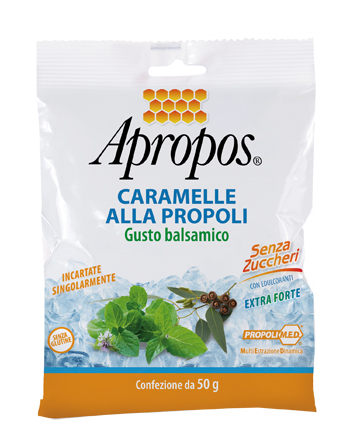 APROPOS CARAMELLE DURE ALLA PROPOLI BALSAMICHE SENZA ZUCCHERO 50 G - latuafarmacia.org