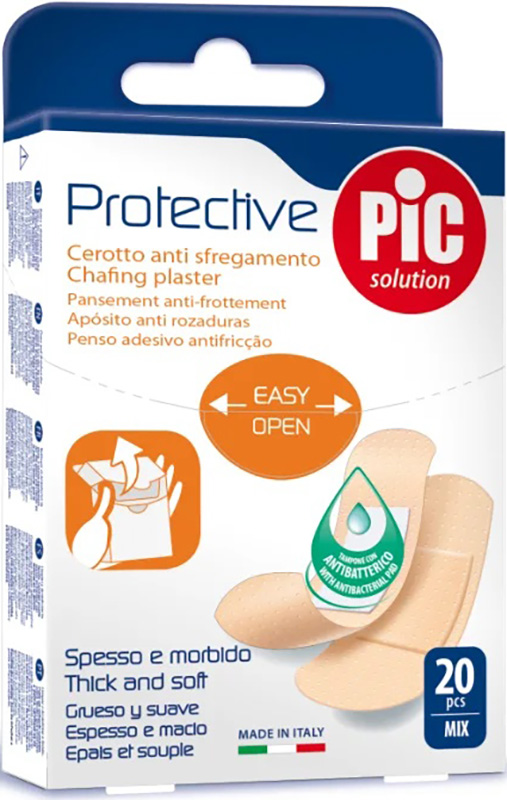 CEROTTO PIC PROTECTIVE MIX ANTIBATTERICO ANTISFREGAMENTO CON TAMPONE 20 PEZZI - latuafarmacia.org