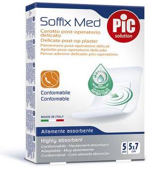 CEROTTO PIC SOFFIX MED IN TNT CON TAMPONE CENTRALE ASSORBENTE STERILE MONOUSO 5X7 CM ANTIBATTERICO 5 PEZZI - latuafarmacia.org