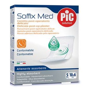 CEROTTO PIC SOFFIX MED IN TNT CON TAMPONE CENTRALE ASSORBENTE STERILE MONOUSO 10X6 CM ANTIBATTERICO 5 PEZZI - latuafarmacia.org