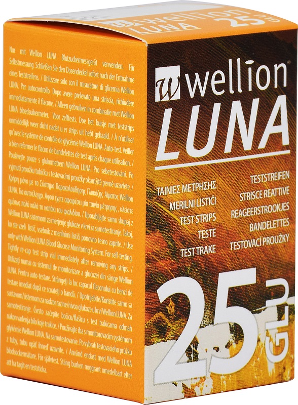WELLION LUNA 25 STRIPS STRISCE PER MISURAZIONE GLICEMIA - latuafarmacia.org