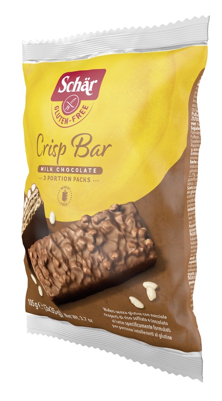 SCHAR CRISP BAR WAFERS CON NOCCIOLE RICOPERTI DI RISO SOFFIATO E CIOCCOLATO AL LATTE 3 PORZIONI DA 35 G - latuafarmacia.org