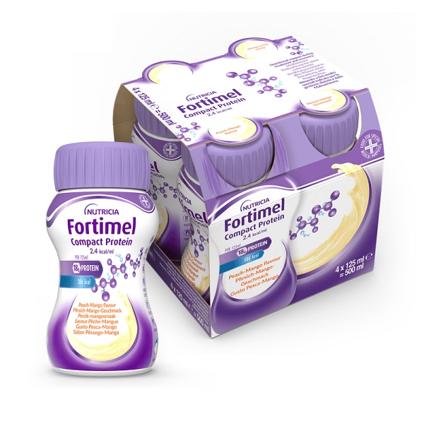 NUTRICIA FORTIMEL COMPACT PROTEIN GUSTO PESCA E MANGO 4 BOTTIGLIE DA 125 ML - latuafarmacia.org
