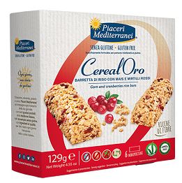 PIACERI MEDITERRANEI CEREALORO BARRETTA DI RISO CON MAIS E MIRTILLI ROSSI 6 PEZZI DA 21,5 G - latuafarmacia.org