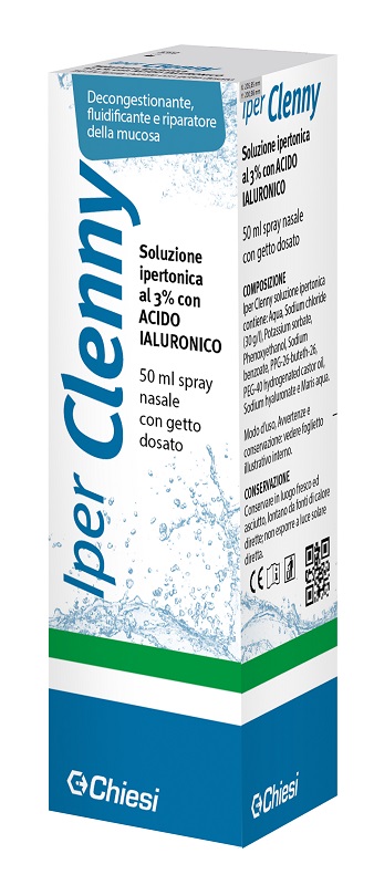 IPER CLENNY SPRAY NASALE GETTO DOSATO SOLUZIONE IPERTONICA 3% SODIO CLORURO 30 G/L CON ACIDO IALURONICO 50 ML - latuafarmacia.org