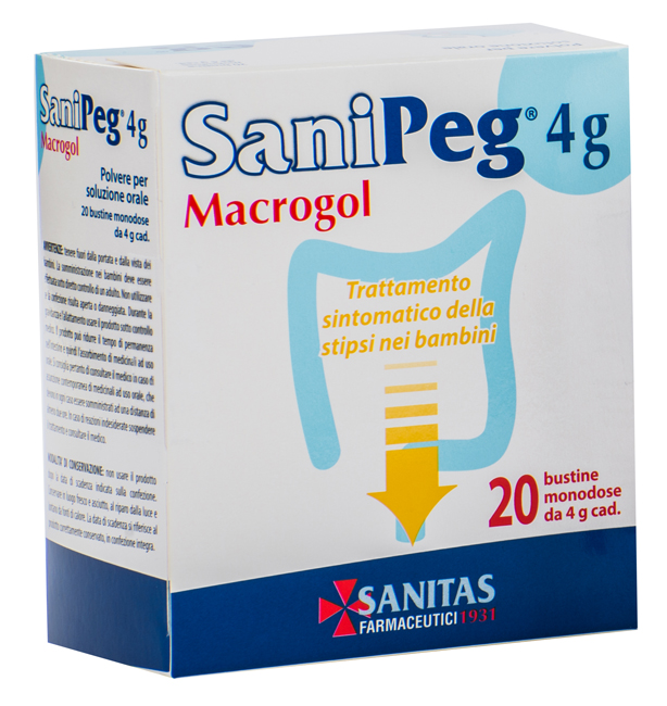 SANIPEG MACROGOL POLVERE PER SOLUZIONE ORALE 20 BUSTINE DA 4 G - latuafarmacia.org
