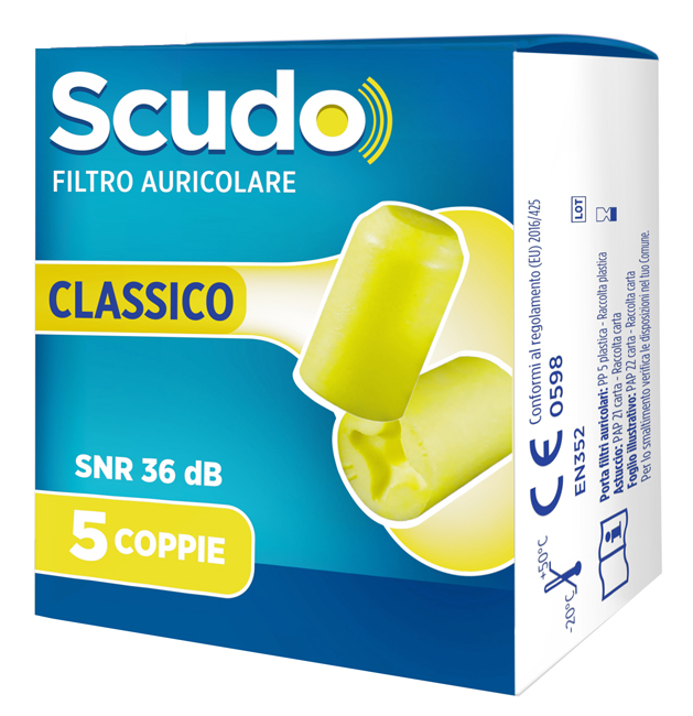 SCUDO FILTRO AURICOLARE CLASSICO SNR 36 DB 7-12MM 5 PAIA - latuafarmacia.org