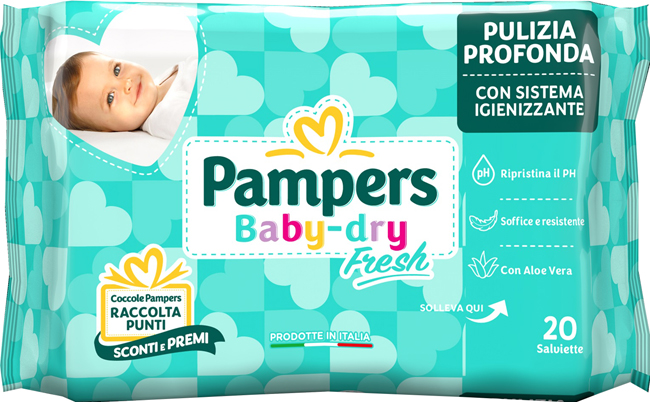 SALVIETTINE UMIDIFICATE PAMPERS BABY FRESH 30% + CONSISTENTE 20 PEZZI - latuafarmacia.org