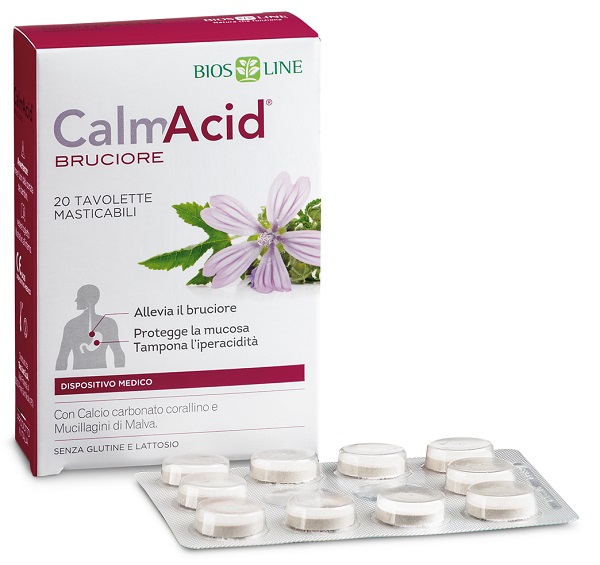 BIOSLINE CALMACID BRUCIORE 20 TAVOLETTE MASTICABILI - latuafarmacia.org