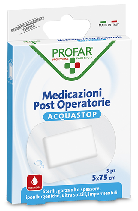 ACQUASTOP MEDICAZIONE POST OPERATORIA 5X7,5 CM PROFAR MED 5 PEZZI - latuafarmacia.org