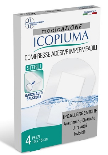 ICOPIUMA GARZA COMPRESSA MEDICATA POSTOPERATORIA 10X15 CM 4 PEZZI - latuafarmacia.org
