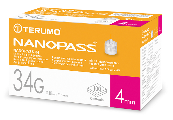 AGO PER PENNA DA INSULINA NANOPASS 34 GAUGE LUNGHEZZA 4 MM 100 PEZZI - latuafarmacia.org