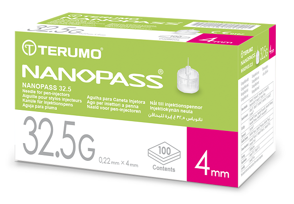 AGO PER PENNA DA INSULINA NANOPASS 32,5 GAUGE LUNGHEZZA 4 MM 100 PEZZI - latuafarmacia.org