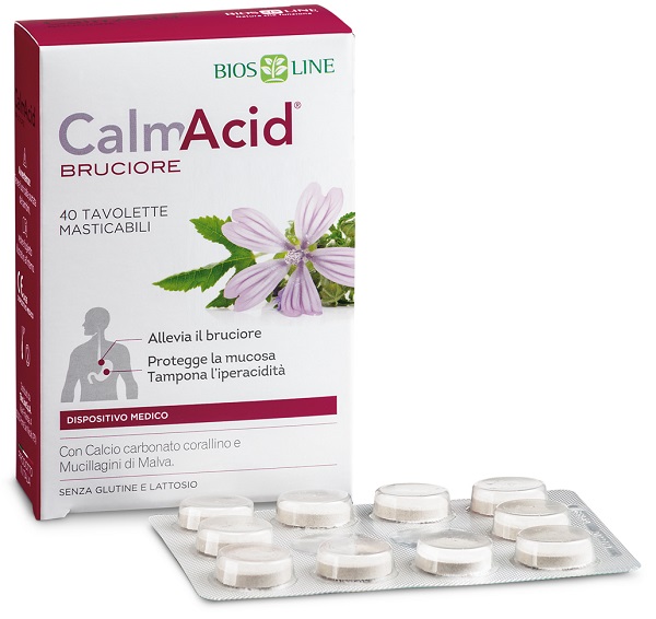 BIOSLINE CALMACID BRUCIORE 40 TAVOLETTE MASTICABILI - latuafarmacia.org