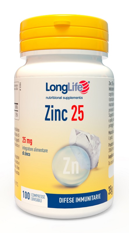 LONGLIFE ZINC 25 MG 100 COMPRESSE DIVISIBILI - latuafarmacia.org