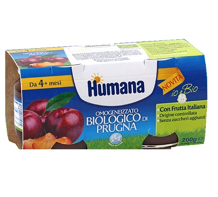 HUMANA OMOGENEIZZATO PRUGNA BIO 2 VASETTI 100 G - latuafarmacia.org