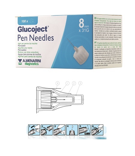 AGO PER PENNA DA INSULINA GLUCOJECT LUNGHEZZA 8 MM GAUGE 31 100 PEZZI - latuafarmacia.org
