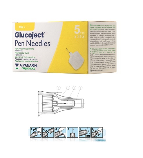 AGO PER PENNA DA INSULINA GLUCOJECT LUNGHEZZA 5 MM GAUGE 31 100 PEZZI - latuafarmacia.org